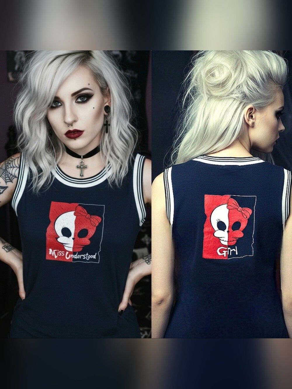 Vtg Y2K Tantrum blk red skull miss understood graphic mallgoth jersey tank top S